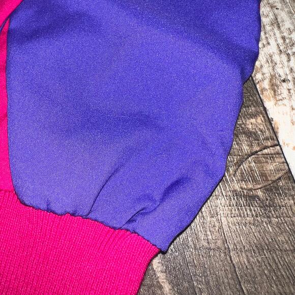 Vintage 80s Two Tone Color Block Top Retro Pink and Purple - Picture 6 of 7